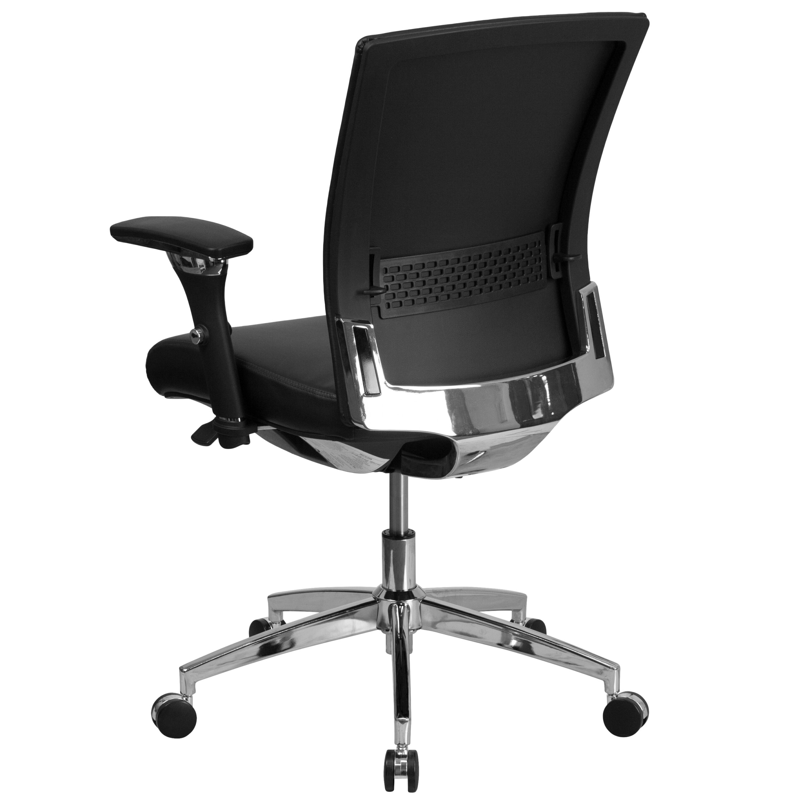 Flash Furniture HERCULES Black Leather Contemporary Adjustable Height Swivel Faux Leather Desk Chair