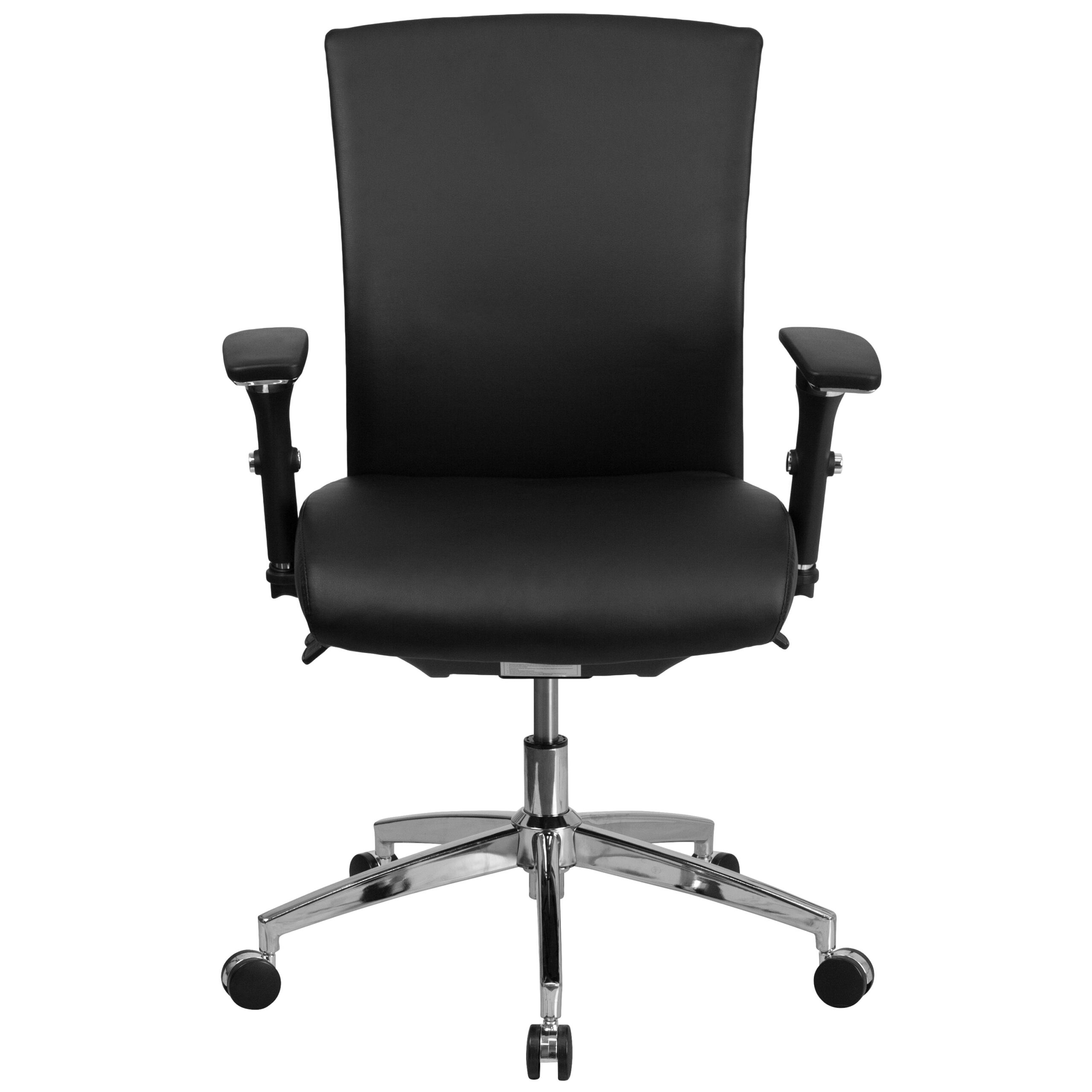 Flash Furniture HERCULES Black Leather Contemporary Adjustable Height Swivel Faux Leather Desk Chair