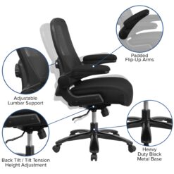 Emma + Oliver Big and Tall Black Mesh Executive Swivel Office Chair with Lumbar and Back Support