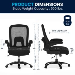 Emma + Oliver Big and Tall Black Mesh Executive Swivel Office Chair with Lumbar and Back Support