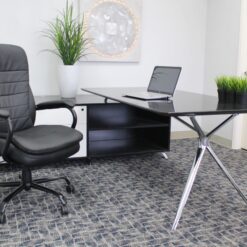 Boss Office Products Black Contemporary Ergonomic Adjustable Height Swivel Upholstered Executive Chair