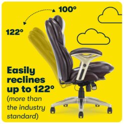 Serta Claremont Brown Bonded Leather Traditional Ergonomic Adjustable Height Swivel Faux Leather Executive Chair