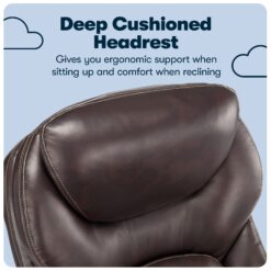 Serta Claremont Brown Bonded Leather Traditional Ergonomic Adjustable Height Swivel Faux Leather Executive Chair