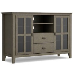 Simpli Home Artisan Transitional Farmhouse Grey 53-in W TV stand ( Accommodates TVs up to 60-in )