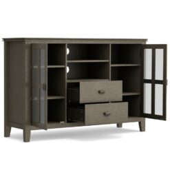 Simpli Home Artisan Transitional Farmhouse Grey 53-in W TV stand ( Accommodates TVs up to 60-in )