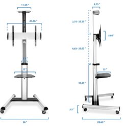 Mount-It! Traditional Silver 36-in W TV stand Integrated TV Mount ( Accommodates TVs up to 70-in )
