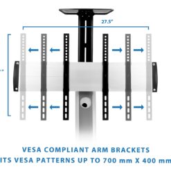 Mount-It! Traditional Silver 36-in W TV stand Integrated TV Mount ( Accommodates TVs up to 70-in )