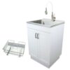 Transolid 24-in x 19.7-in 1 -Basin White Freestanding Laundry sink with Cabinet with Drain with Faucet