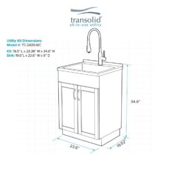 Transolid 24-in x 19.7-in 1 -Basin White Freestanding Laundry sink with Cabinet with Drain with Faucet