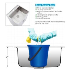 Transolid 24-in x 19.7-in 1 -Basin White Freestanding Laundry sink with Cabinet with Drain with Faucet