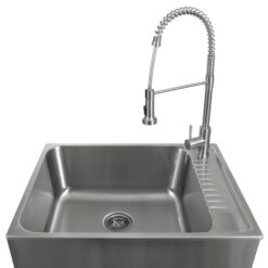 Presenza 28-in x 22 1 -Basin Gray Drop-in Laundry sink with Cabinet with Drain with Faucet
