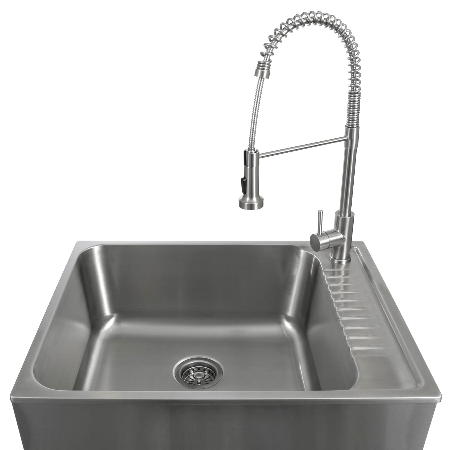 Presenza 28-in x 22 1 -Basin Gray Drop-in Laundry sink with Cabinet with Drain with Faucet