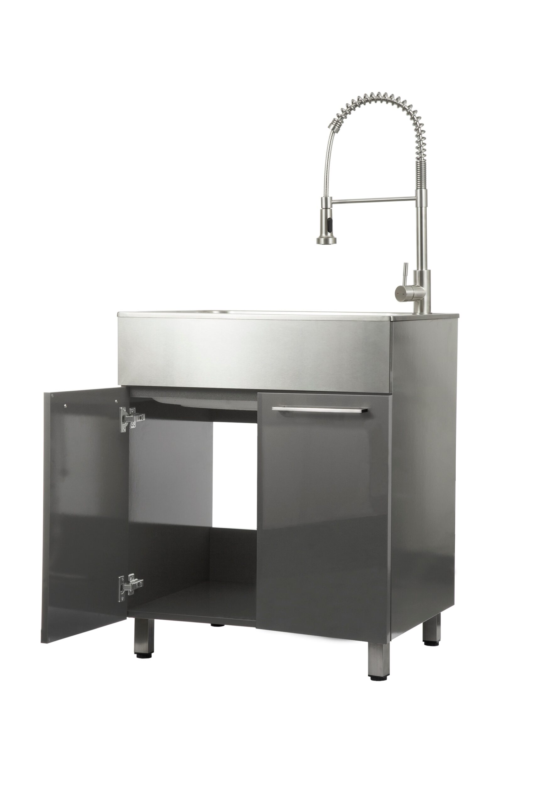 Presenza 28-in x 22 1 -Basin Gray Drop-in Laundry sink with Cabinet with Drain with Faucet
