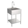Transolid 22.1-in x 24-in 1 -Basin Brushed Satin Freestanding Laundry sink with Faucet