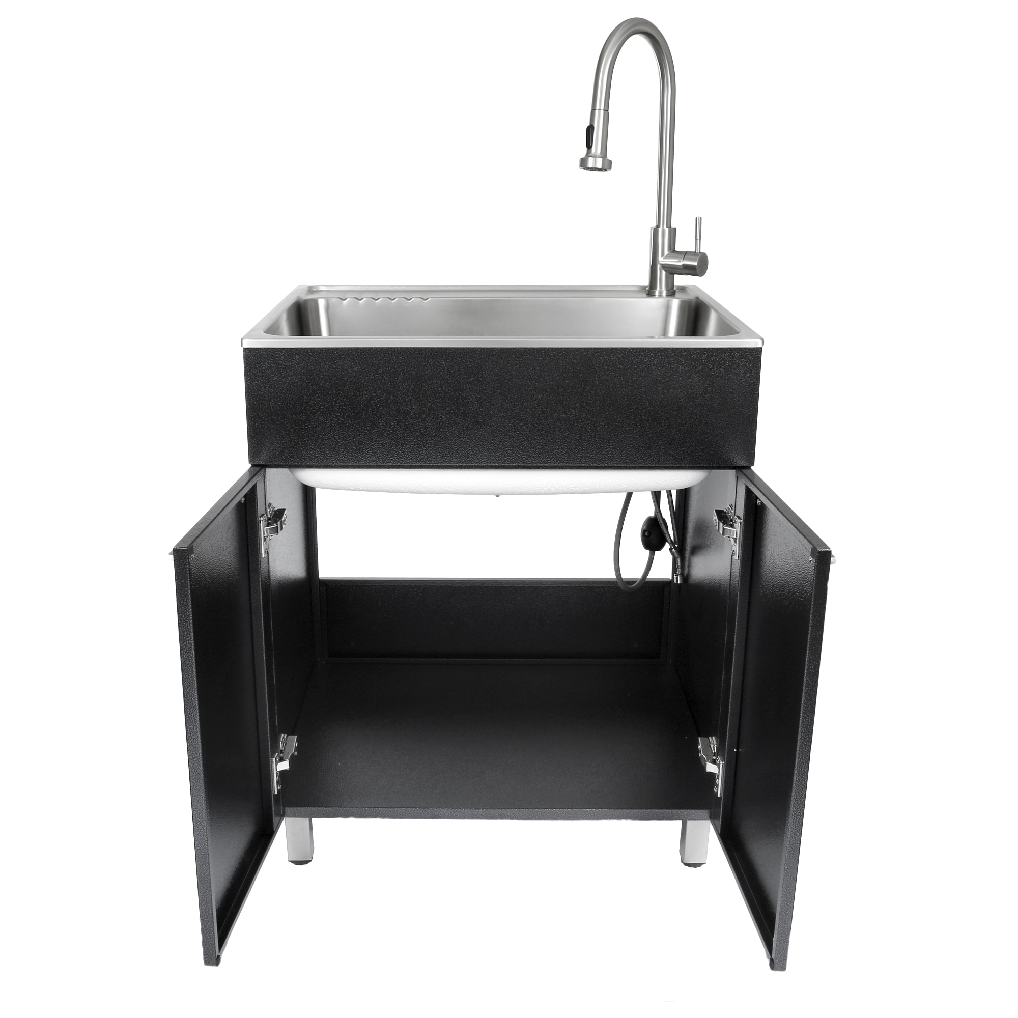 Presenza 28-in x 22-in 1 -Basin Brushed Steel Drop-in Utility tub with Faucet