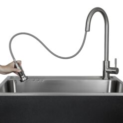 Presenza 28-in x 22-in 1 -Basin Brushed Steel Drop-in Utility tub with Faucet