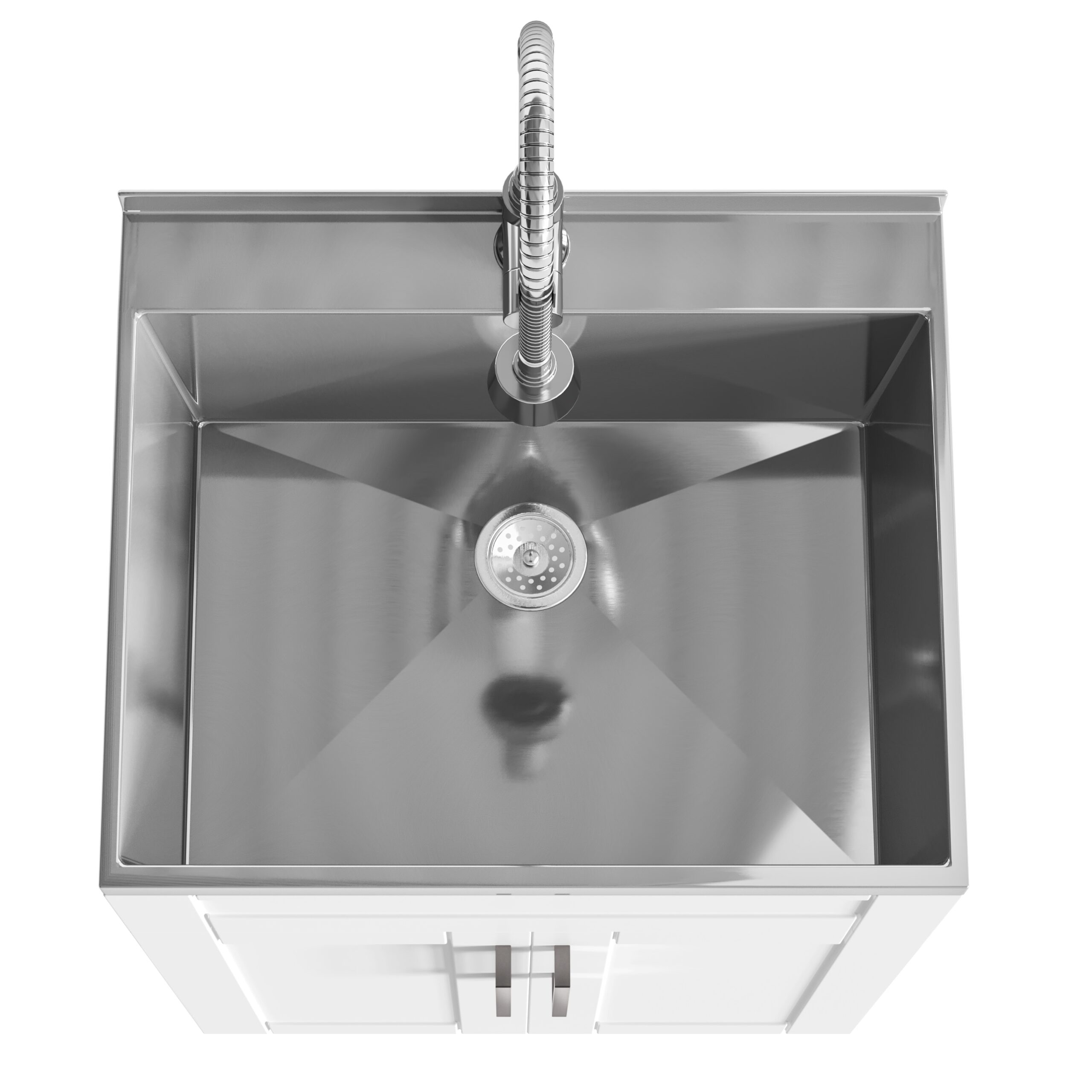 Simpli Home Hennessy 23.6-in x 19.7-in 1 -Basin Pure White Freestanding Laundry sink with Cabinet with Drain with Faucet