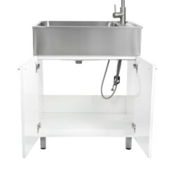 Presenza 28-in x 22-in 1 -Basin Brushed Steel Drop-in Utility tub with Faucet
