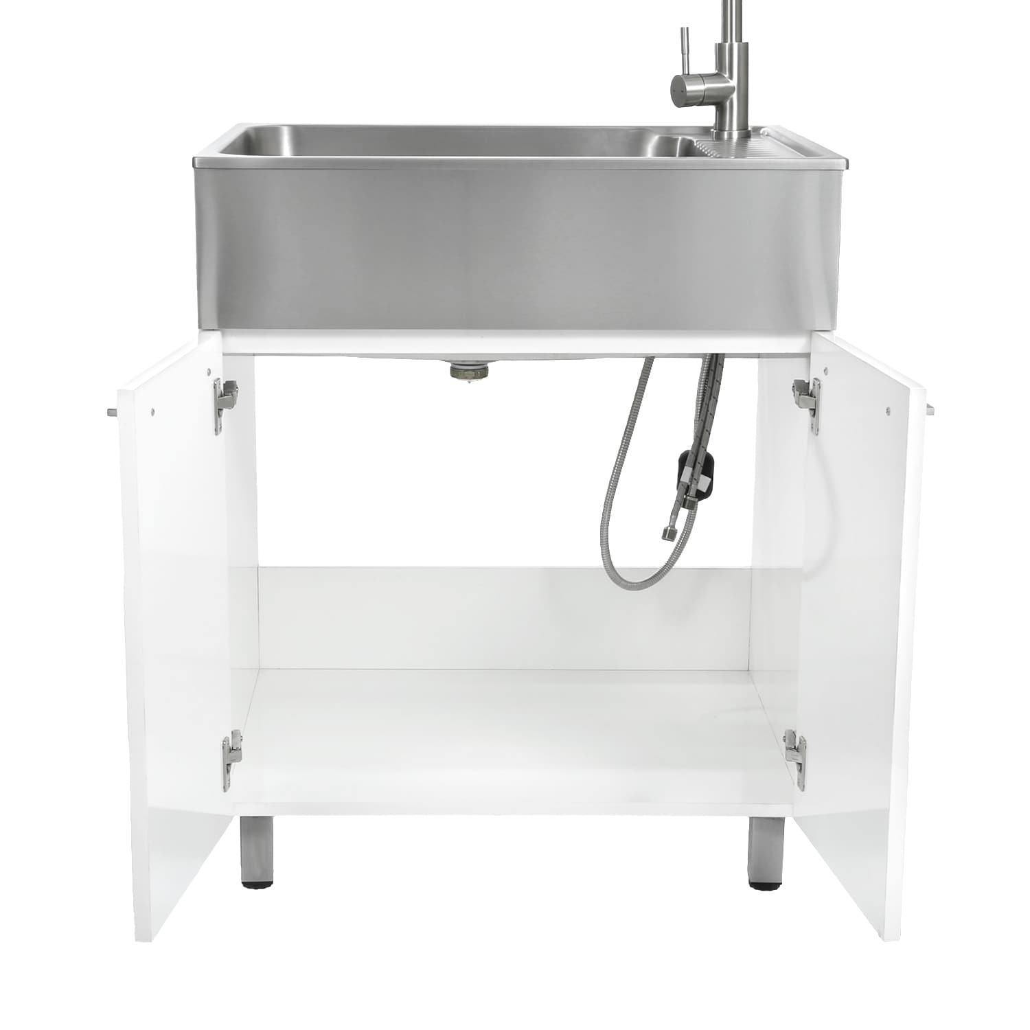 Presenza 28-in x 22-in 1 -Basin Brushed Steel Drop-in Utility tub with Faucet