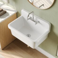 DeerValley 19.09-in x 29.92-in 1 -Basin White Wall mount Laundry sink