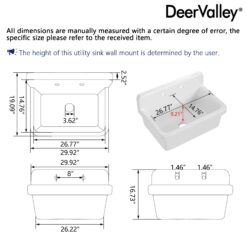 DeerValley 19.09-in x 29.92-in 1 -Basin White Wall mount Laundry sink