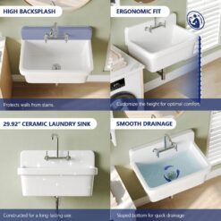 DeerValley 19.09-in x 29.92-in 1 -Basin White Wall mount Laundry sink