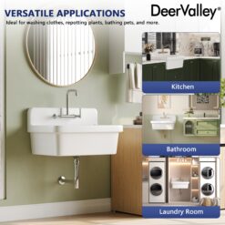 DeerValley 19.09-in x 29.92-in 1 -Basin White Wall mount Laundry sink
