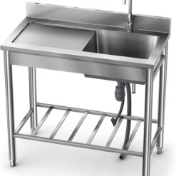 Wildaven 19.5-in x 39.3-in 1 -Basin Stainless steel Freestanding Utility tub with Drain with Faucet