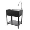 Presenza 28-in x 22-in 1 -Basin Brushed Steel Drop-in Utility tub with Faucet