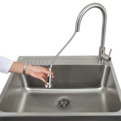 Presenza 28-in x 22-in 1 -Basin Brushed Steel Drop-in Utility tub with Faucet