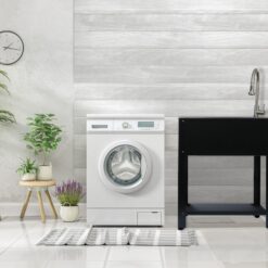 Presenza 28-in x 22-in 1 -Basin Brushed Steel Drop-in Utility tub with Faucet