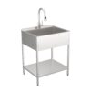 Transolid 22.1-in x 28-in 1 -Basin Brushed Satin Freestanding Laundry sink with Faucet