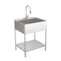 Transolid 22.1-in x 28-in 1 -Basin Brushed Satin Freestanding Laundry sink with Faucet