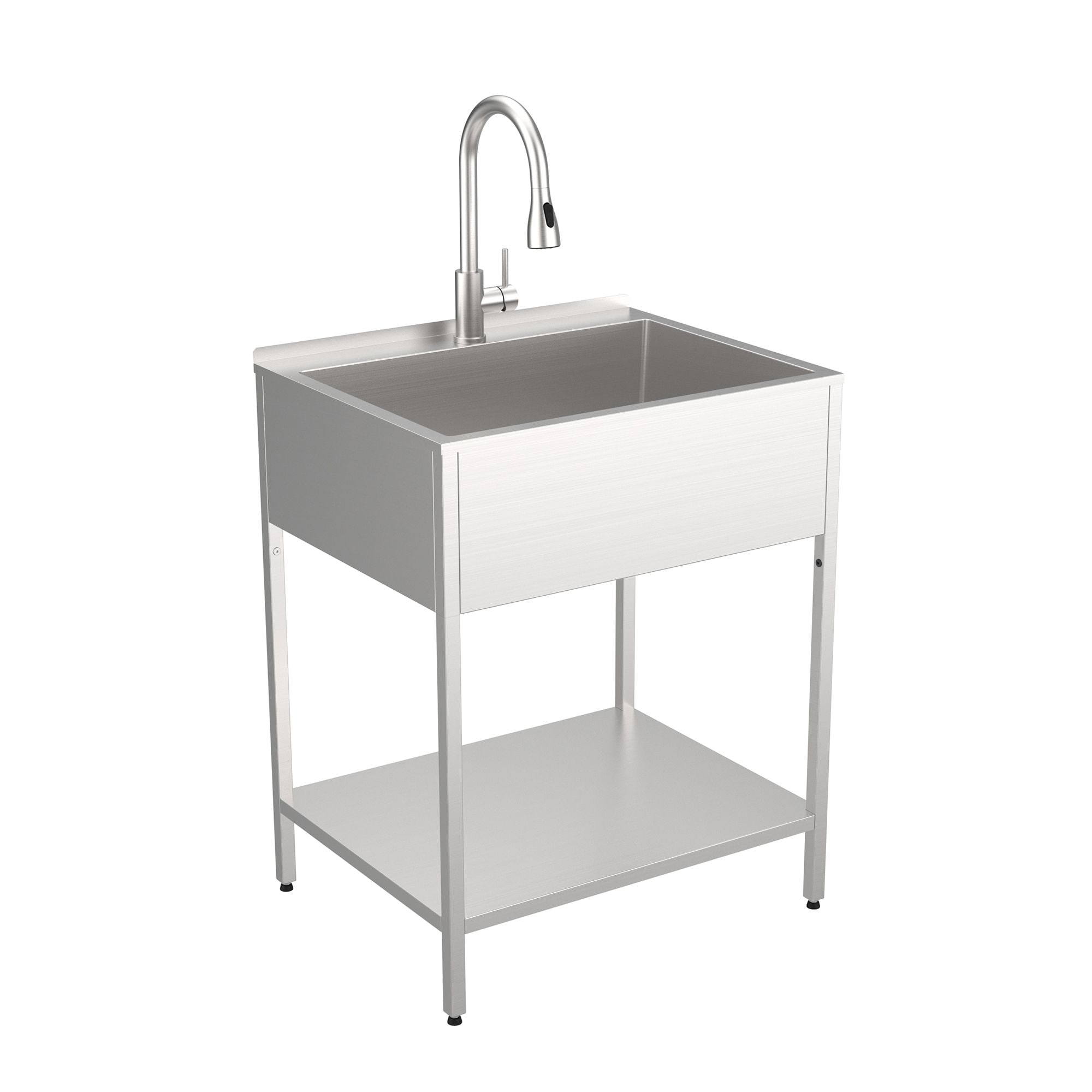 Transolid 22.1-in x 28-in 1 -Basin Brushed Satin Freestanding Laundry sink with Faucet