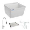 Mustee 23-in x 23-in 1 -Basin White Wall mount Laundry sink with Drain with Faucet