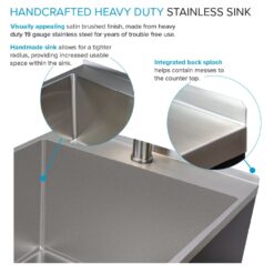 Transolid 21.8-in x 22.4-in 1 -Basin Matte Black Freestanding Laundry sink with Cabinet with Faucet
