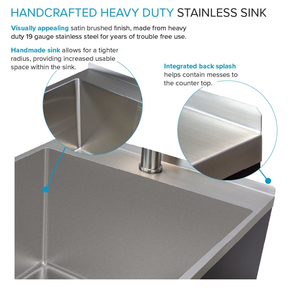 Transolid 21.8-in x 22.4-in 1 -Basin Matte Black Freestanding Laundry sink with Cabinet with Faucet