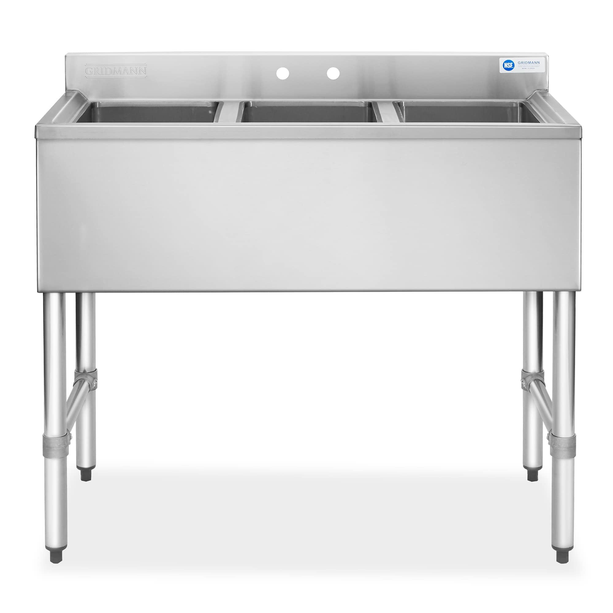 GRIDMANN 3 Compartment NSF Stainless Steel Commercial Bar Sink