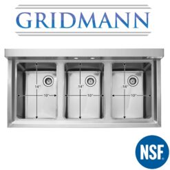 GRIDMANN 3 Compartment NSF Stainless Steel Commercial Bar Sink