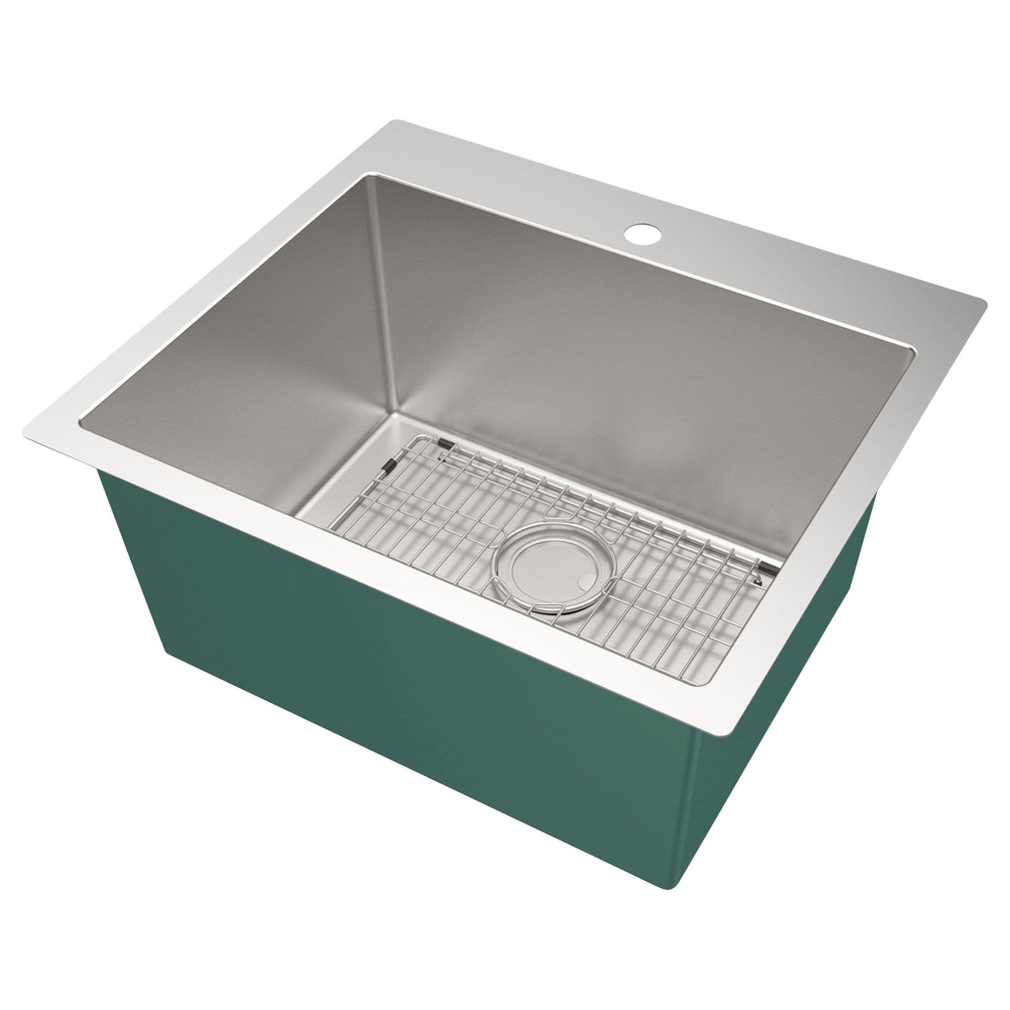 Transolid 22-in x 25-in 1 -Basin Satin Brushed Undermount Laundry sink with Drain