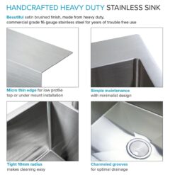 Transolid 22-in x 25-in 1 -Basin Satin Brushed Undermount Laundry sink with Drain
