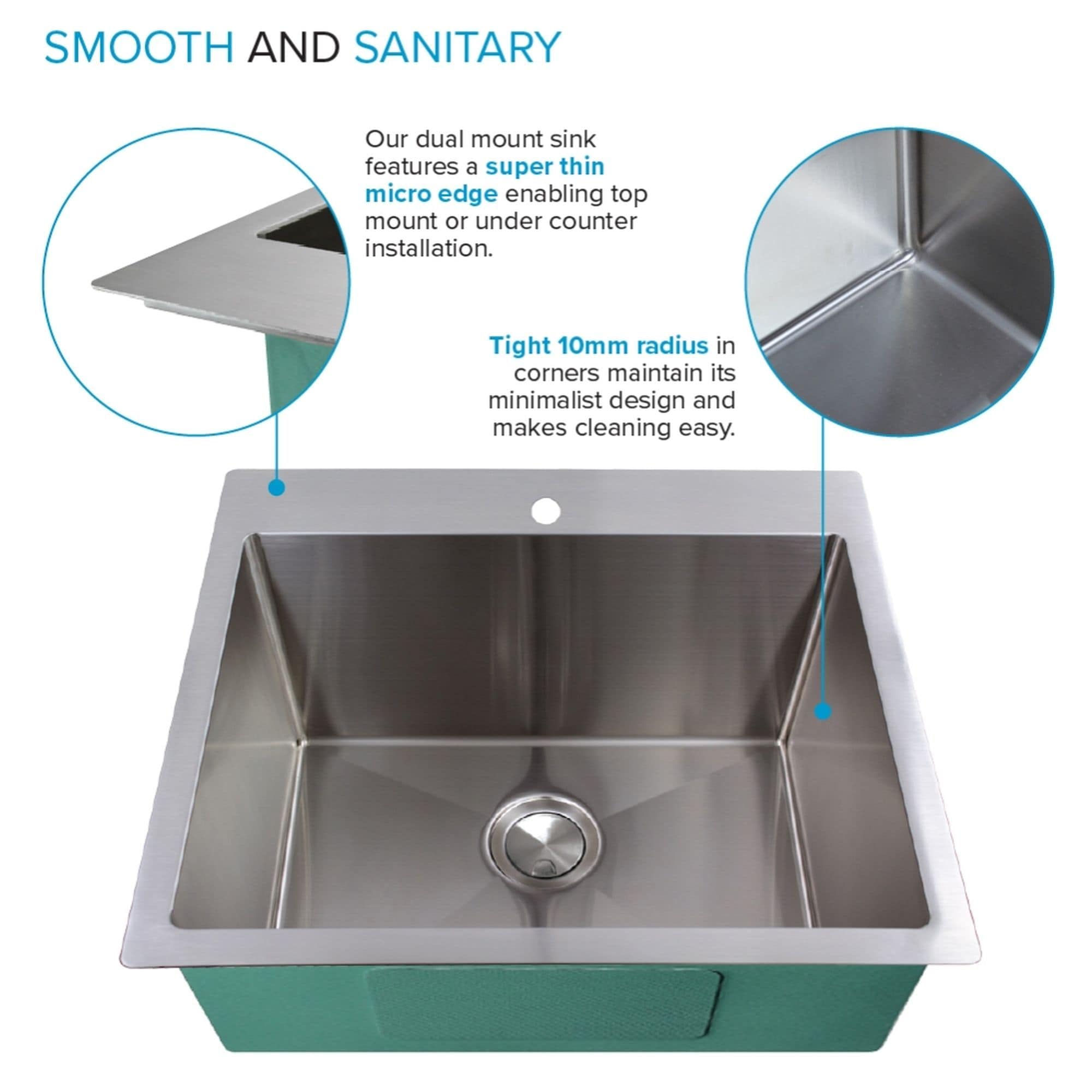 Transolid 22-in x 25-in 1 -Basin Satin Brushed Undermount Laundry sink with Drain