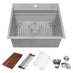 Ruvati 25-in x 22-in 1 -Basin Stainless Steel Drop-in Laundry sink with Drain
