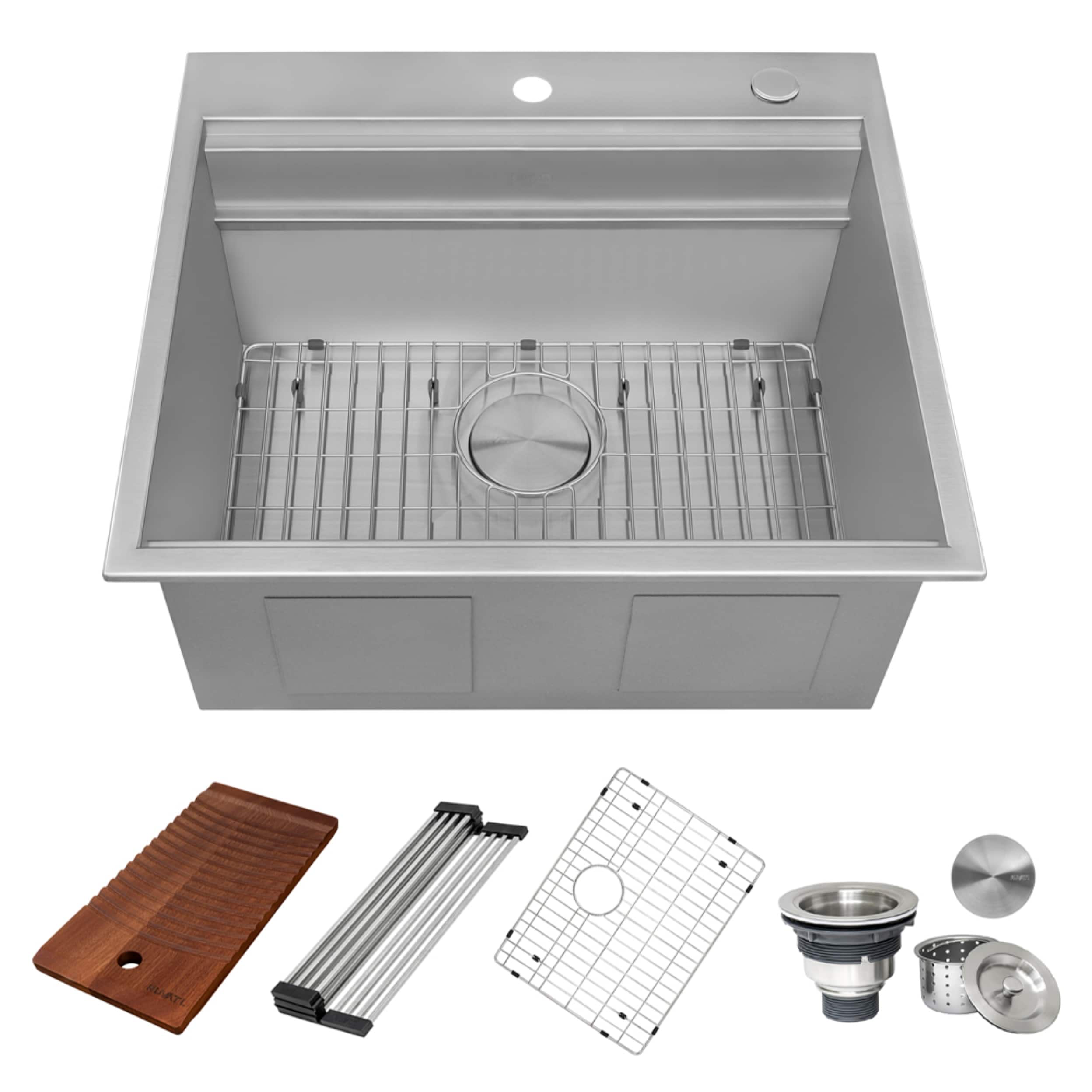Ruvati 25-in x 22-in 1 -Basin Stainless Steel Drop-in Laundry sink with Drain