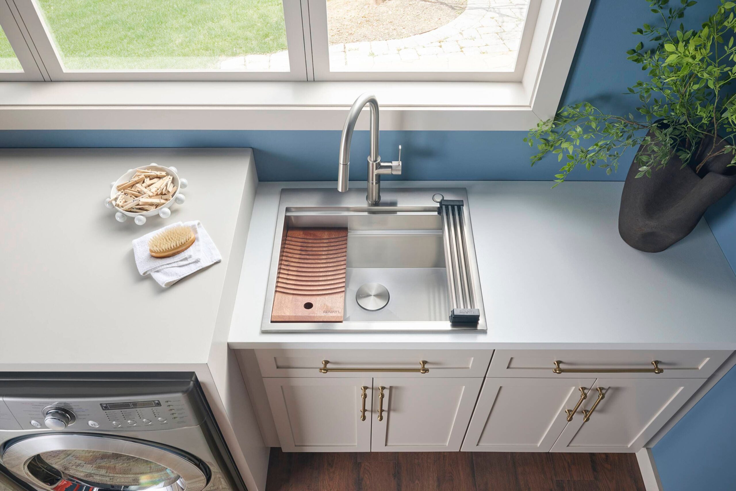 Ruvati 25-in x 22-in 1 -Basin Stainless Steel Drop-in Laundry sink with Drain