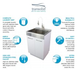Transolid 20-in x 24-in 1 -Basin White Freestanding Laundry sink with Cabinet with Drain with Faucet
