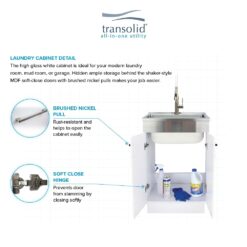 Transolid 20-in x 24-in 1 -Basin White Freestanding Laundry sink with Cabinet with Drain with Faucet