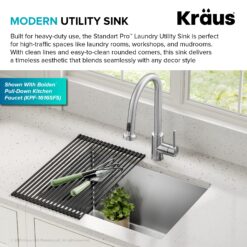 Kraus 18.5-in x 24-in 1 -Basin Stainless steel Undermount Laundry sink with Drain