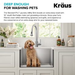 Kraus 18.5-in x 24-in 1 -Basin Stainless steel Undermount Laundry sink with Drain