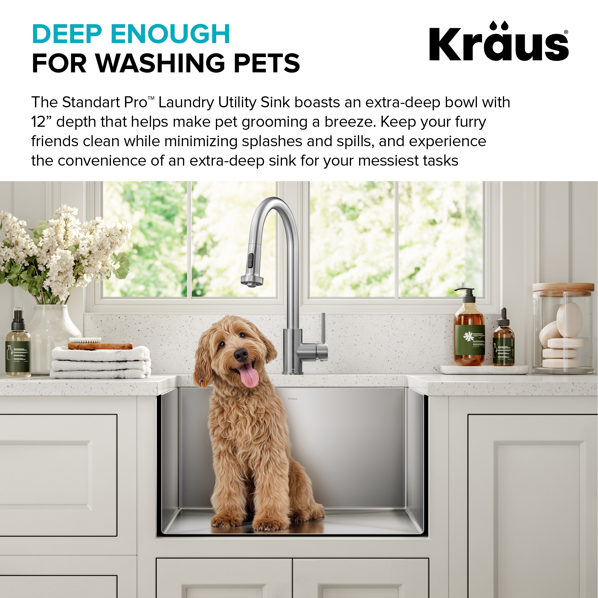 Kraus 18.5-in x 24-in 1 -Basin Stainless steel Undermount Laundry sink with Drain
